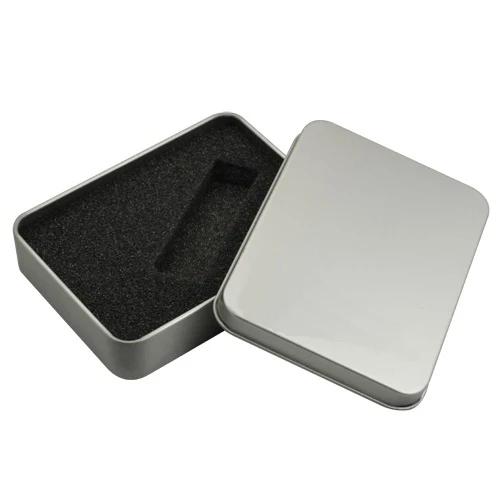 Promotional Customized Competitive Price USB Packaging Box Gift Square Tin Box For Usb Flash Drive Disk With Window