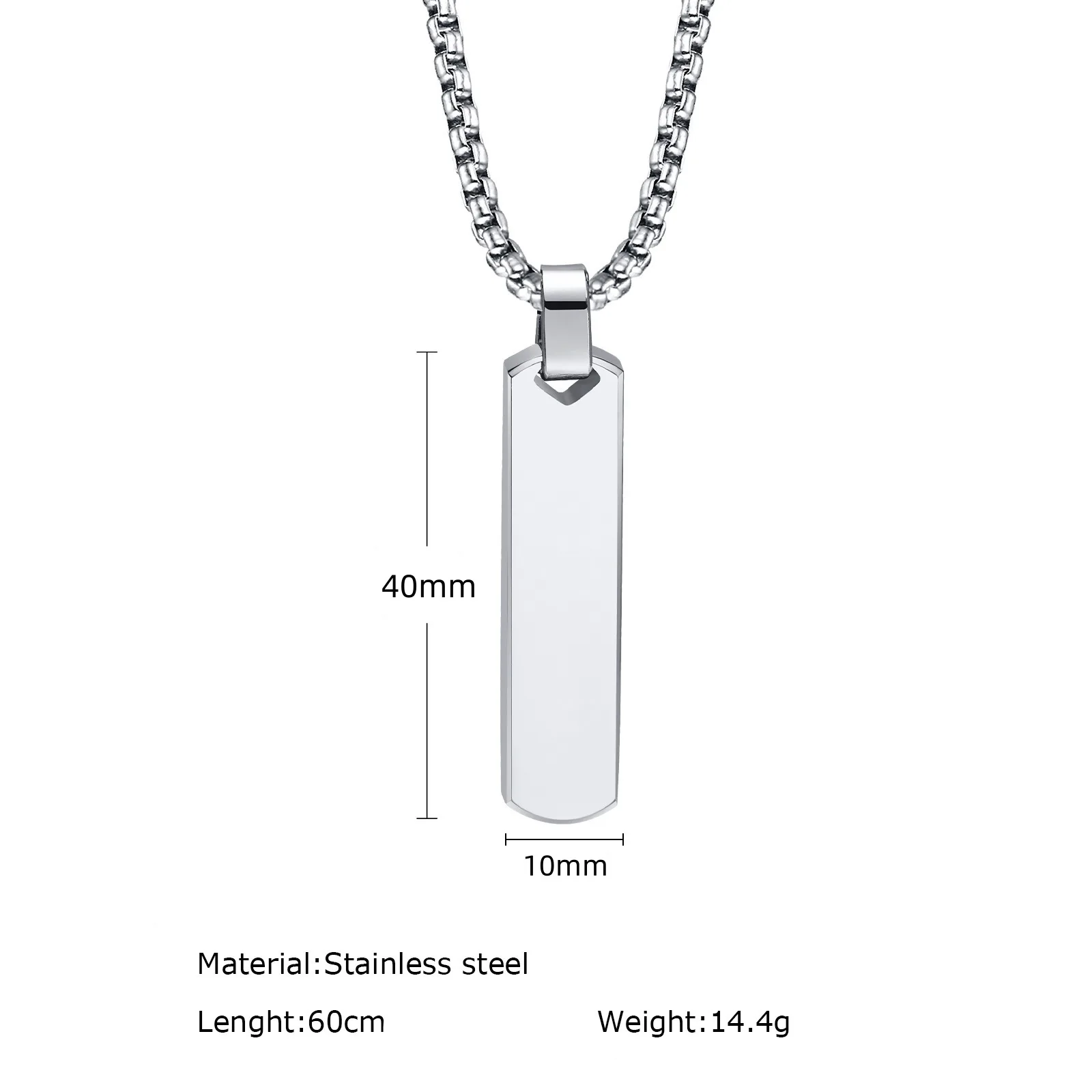 Initial Bar Necklace for Men, Thick Geometric Vertical Bar Pendant with A-Z Letters Casual Simple Collar Gift Jewelry