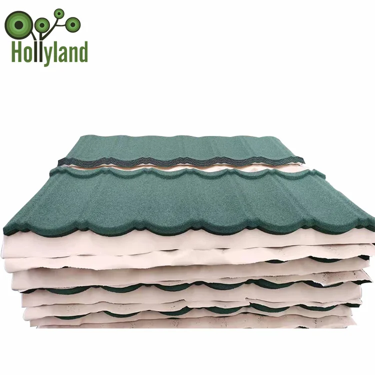 Recycling Roof Sheet 0.55mm Gauge Thickness Long Lifetime Stone Coated Steel Roofing Tiles