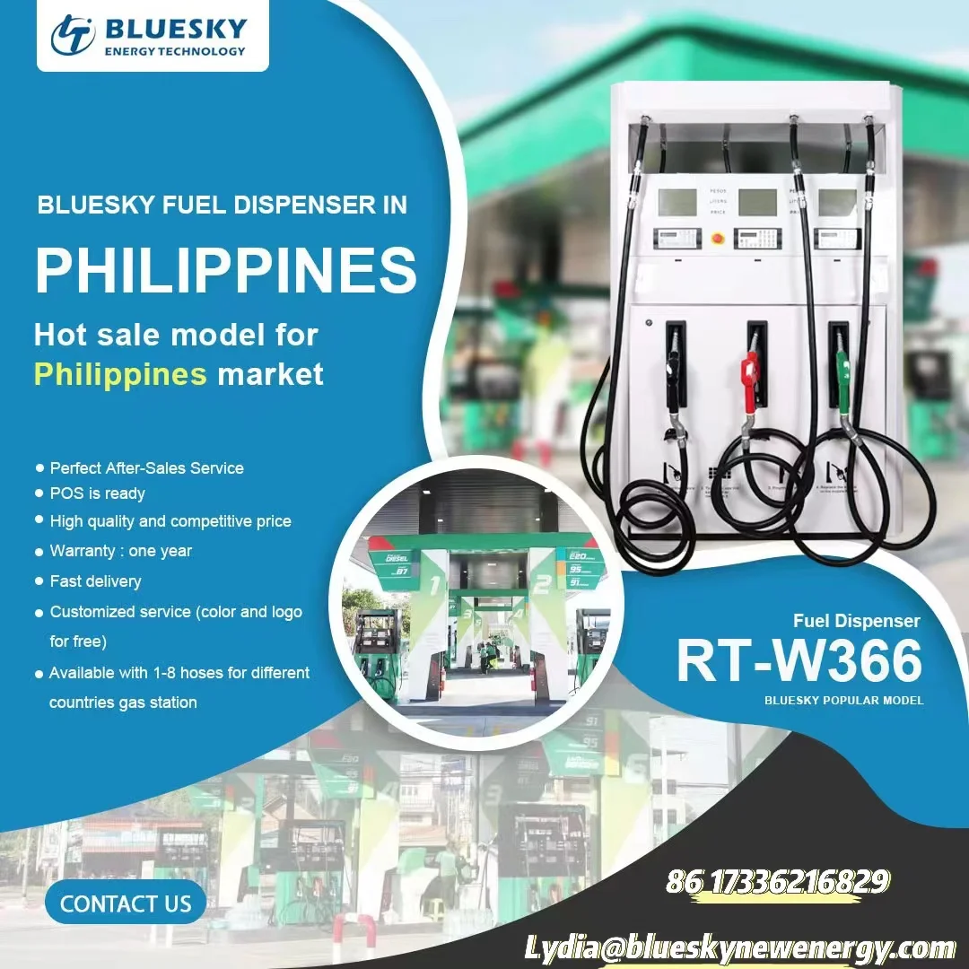 BlueSky Free customization Tatsuno Type RT-WD366 SIX nozzle Fuel Dispenser  for Diesel and Gasoline In the Philippines