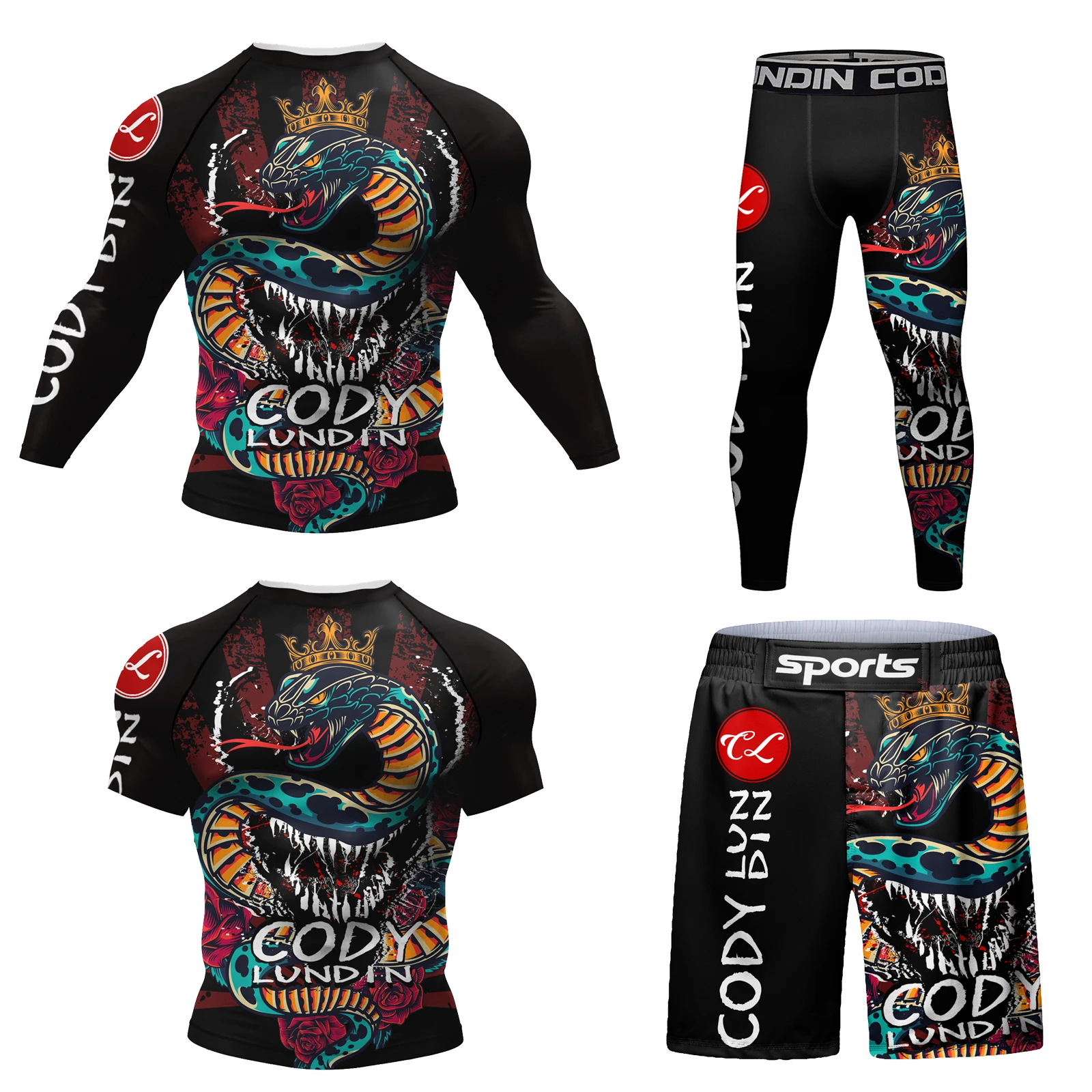 Men MMA Compression Sports Suit Rash Guard T-shirt+Pant Set Training MMA Kit Rashguard Boxing Sportswear Jogging Running Clothes