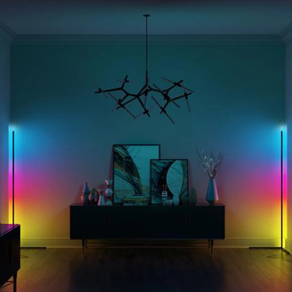 Ihomemix corner floor lamp modern floor lamps standing for living room with touch remote control