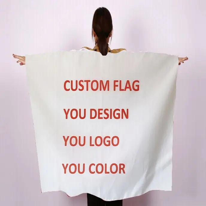 Wholesales manufacture custom blank body cape digital print your design 3x5 polyester advertising banner with sleeves body flag
