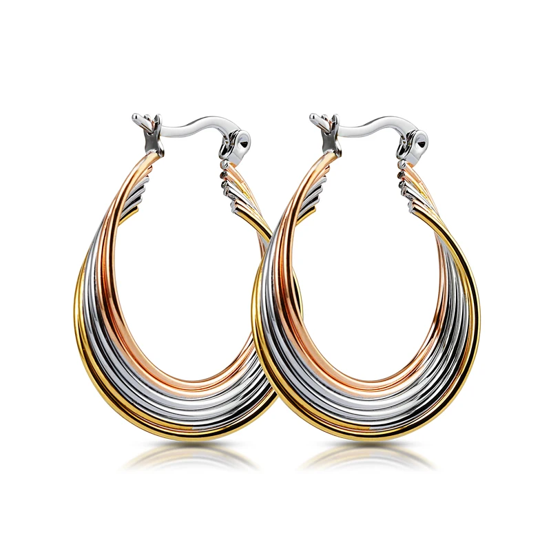 Womens Surgical Stainless Steel Twist Teardrop Earrings Hoops Jewelry Gift