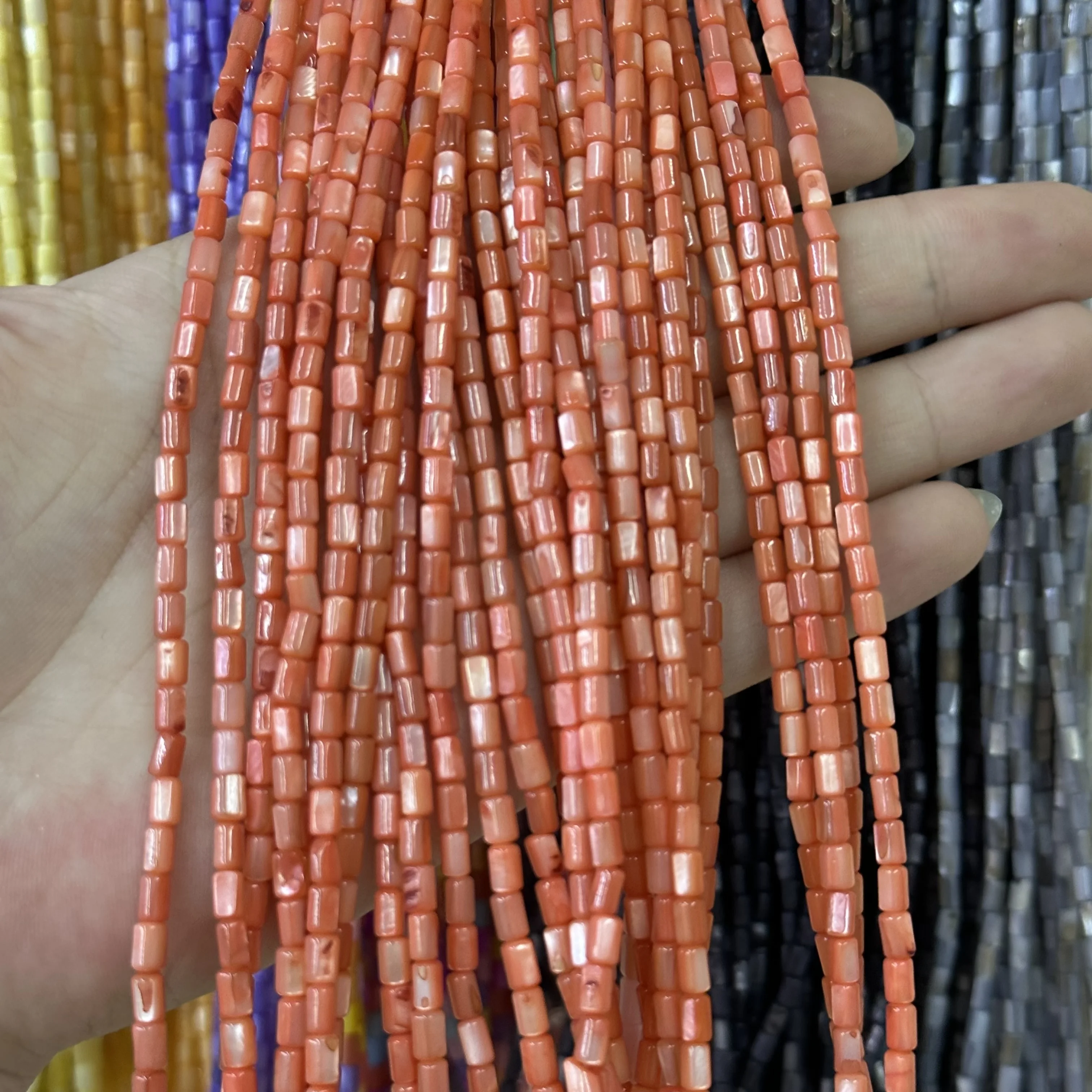 New fresh water shell 3*5mm round tube straight tube shell beads loose handmade diy ear bracelet semi-finished wholesale