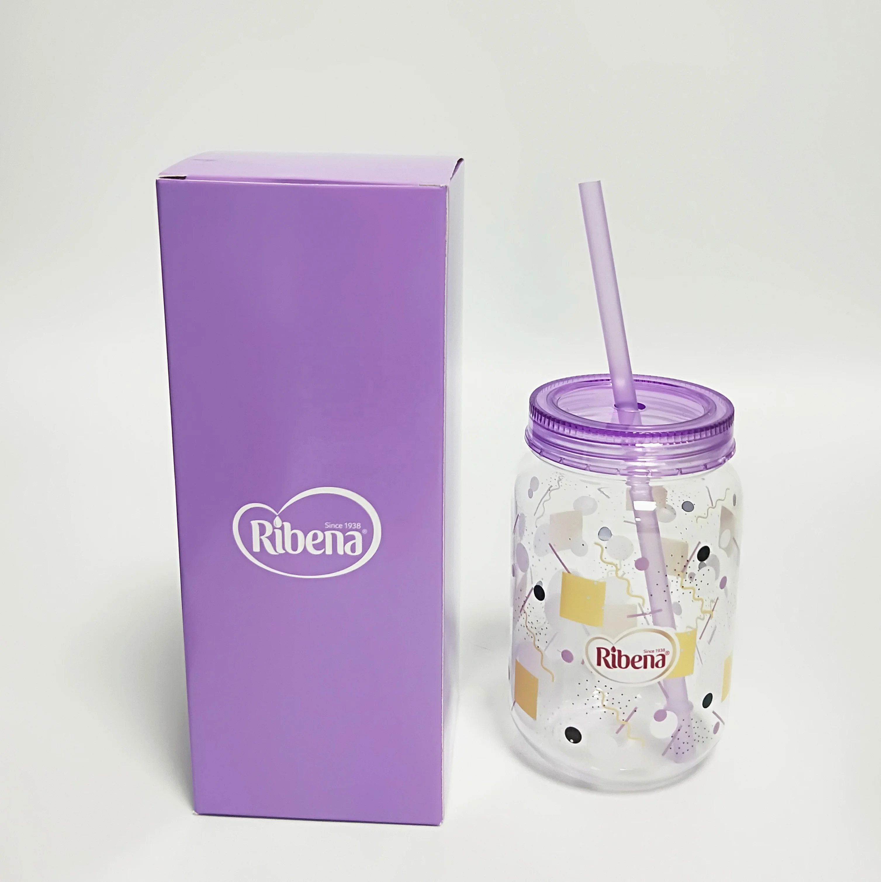  Ribena пластиковая банка для питья Mason с поворотной крышкой и синей