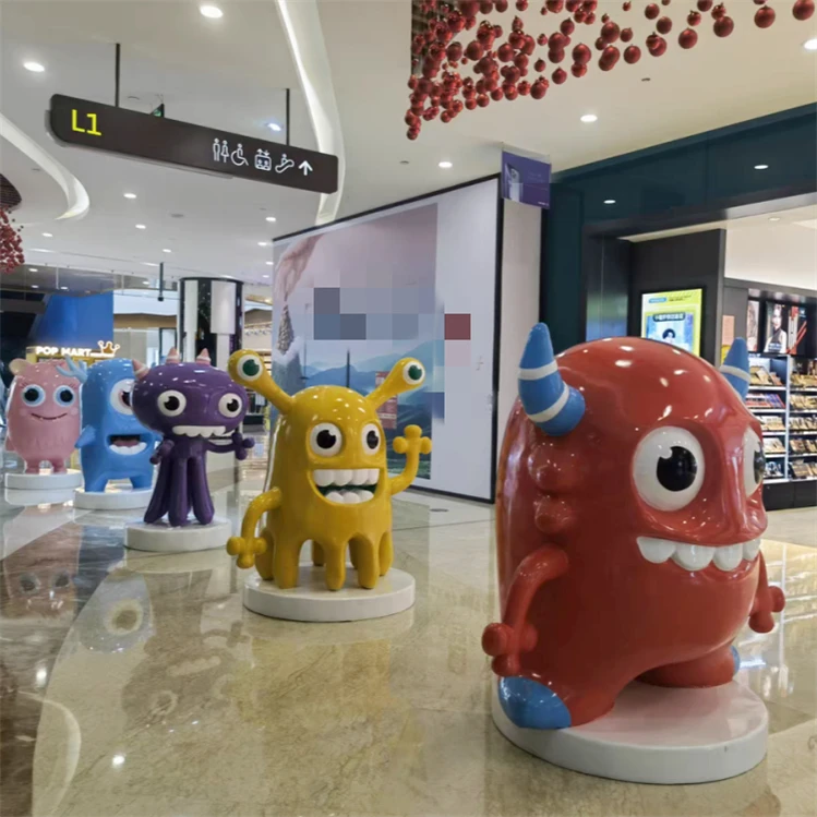 Customized Fiberglass Cartoon display monster Sculpture Resin cute lovely Animal Doll Statue sculpture Decoration