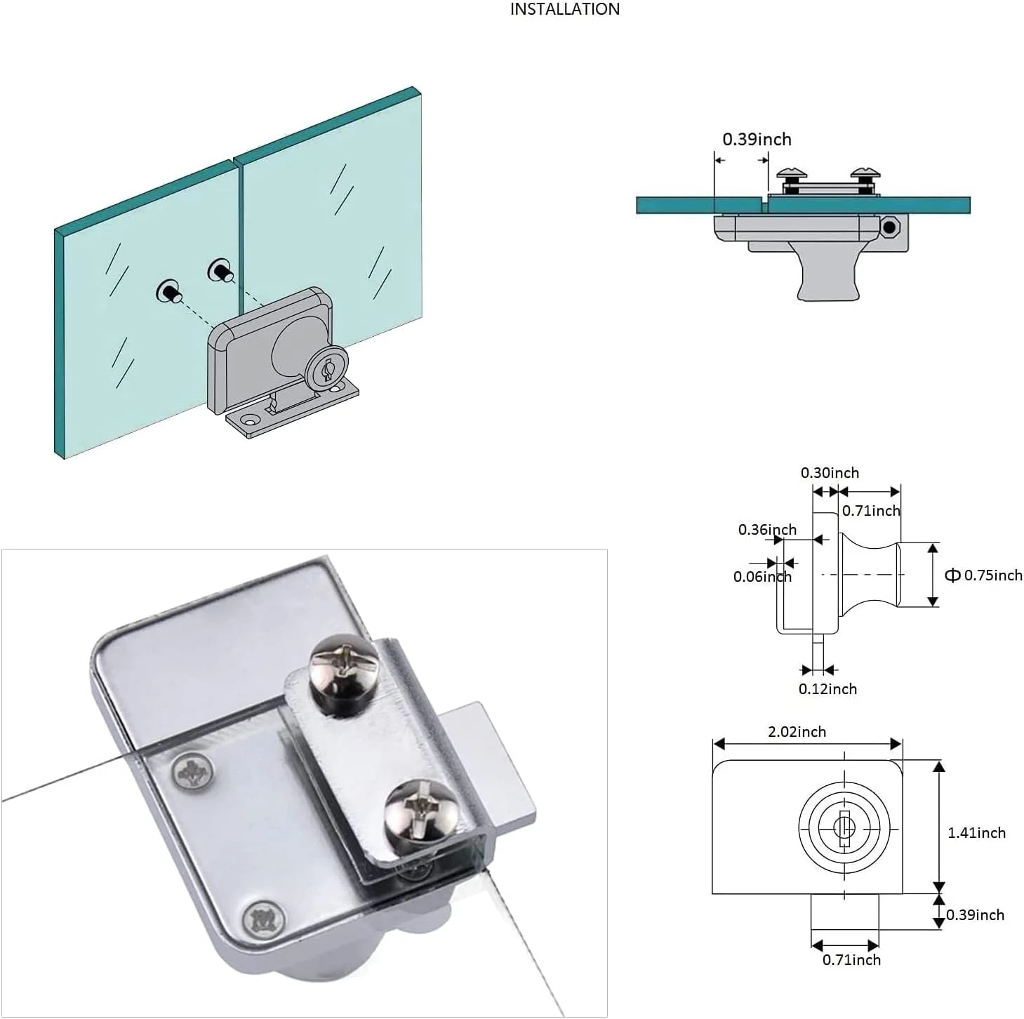 Furniture Lock with Key Zinc Alloy Nickel Desk Cupboard Drawer Glass Wine Display Cabinet Door Locker Screw Fixing