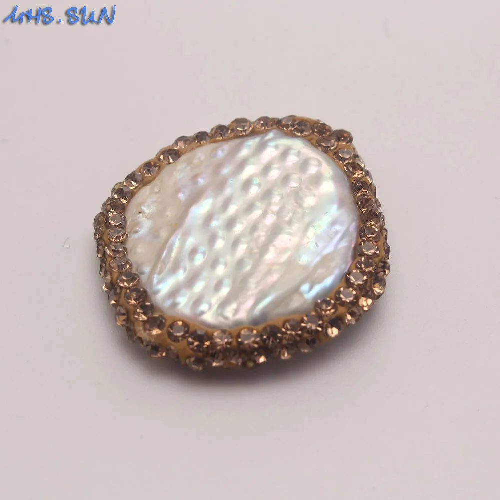 Vintage Freshwater Pearl Beads White Color Bohemia Style Irregular Round Rhinestone Pearl Beads For DIY Jewelry