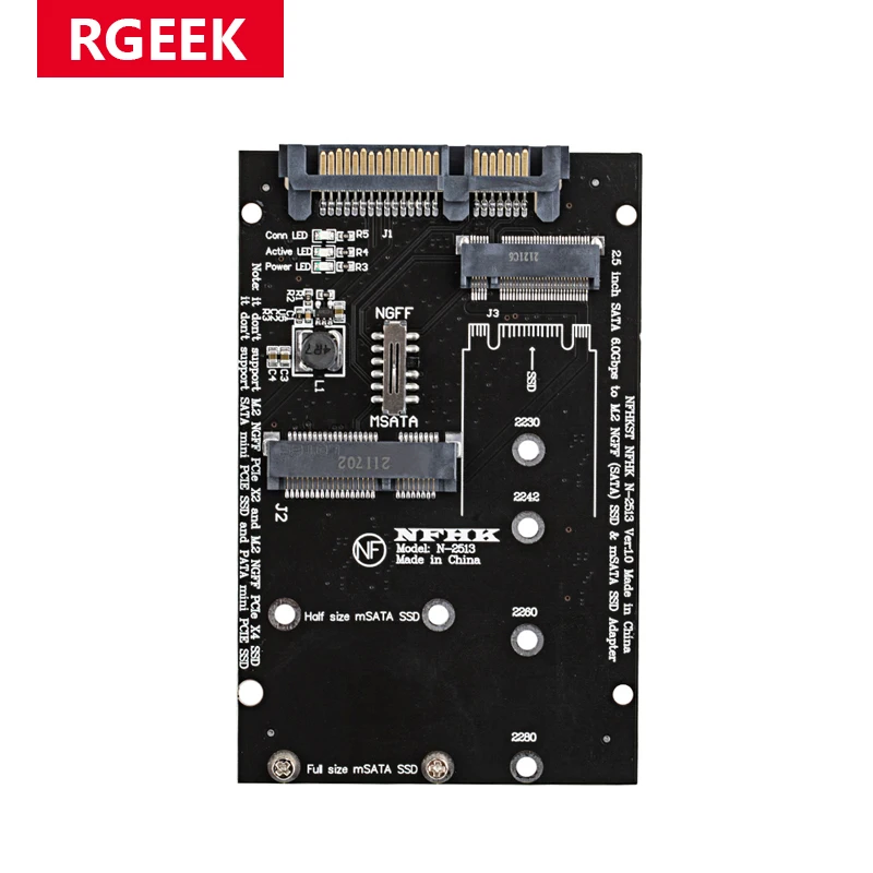 Переходник RGEEK M.2 NGFF mSATA SSD на SATA 3,0 2,5 адаптер M2 PCI SSD преобразователь переходная карта для ПК ноутбука дополнительная карта до 6Gps