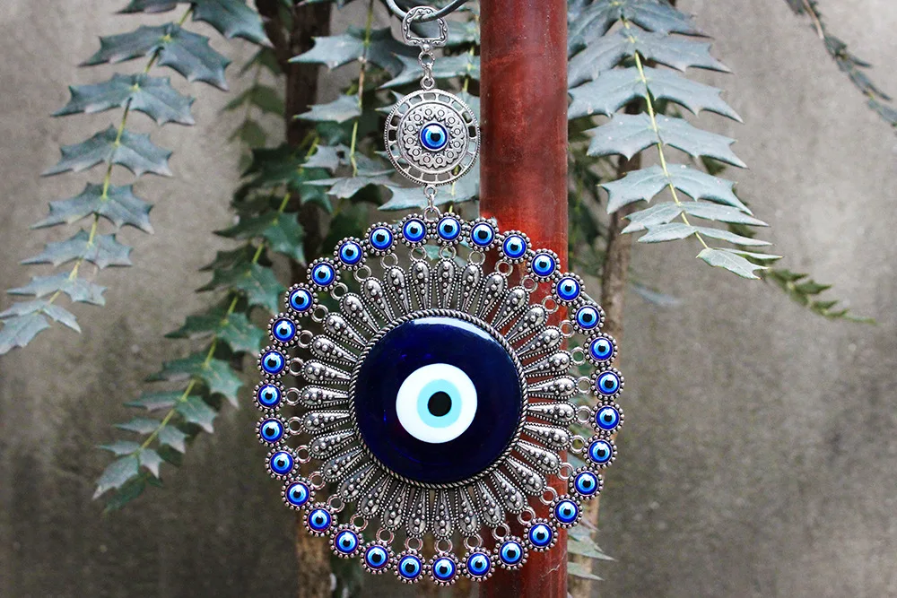 Best Gift Rope Alloy Blue Big Flower E-vil Eye Rhinestone Paved Owl Pendant For Car Home Office Wall Decoration