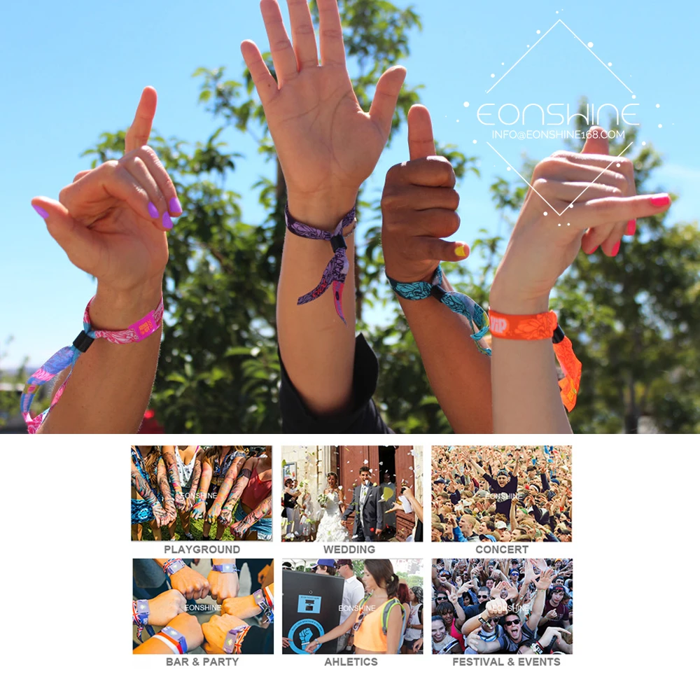 Cheap Customized Logo Festival Events Fabric Bracelet Woven Wristbands