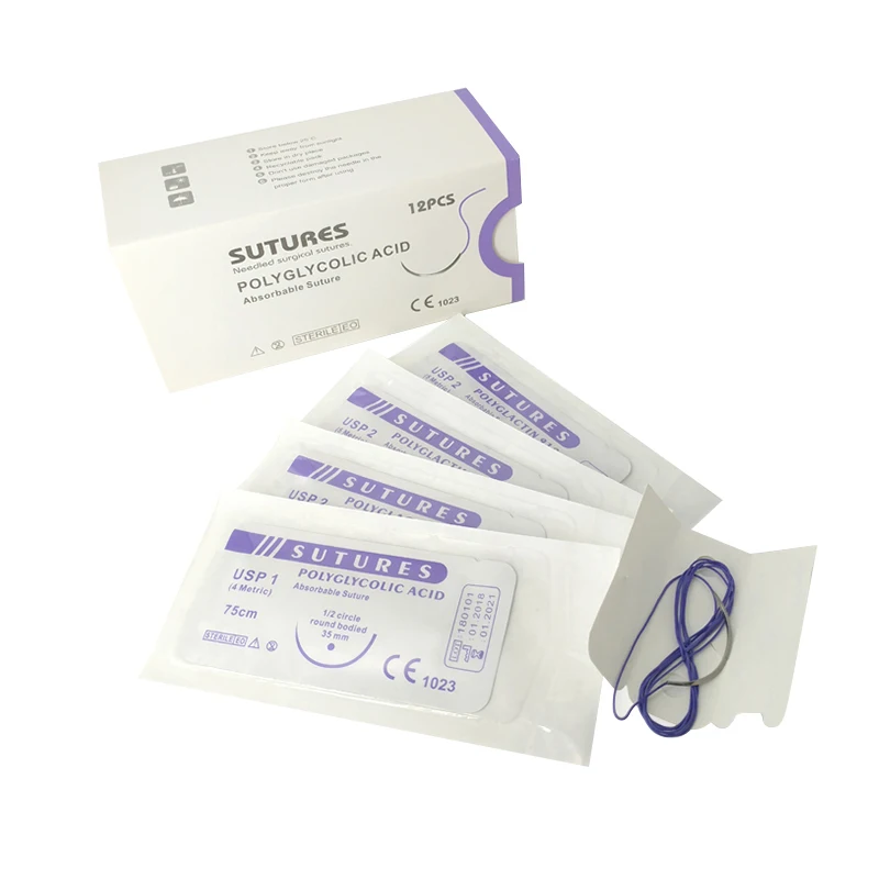 Medical disposable 910 PGA Polyglycolic Acid polyglactin Surgical Sutures with needle