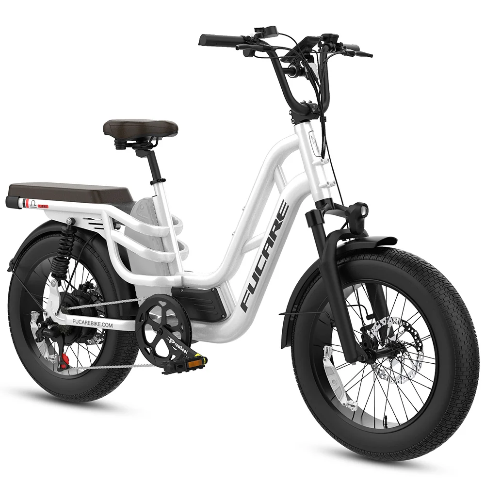 Fucare White Libra 48V 750W High Power Motor Max Speed 52km/h Aluminum Alloy 20 Inch Fat Tire Bike with Two Seats for Children