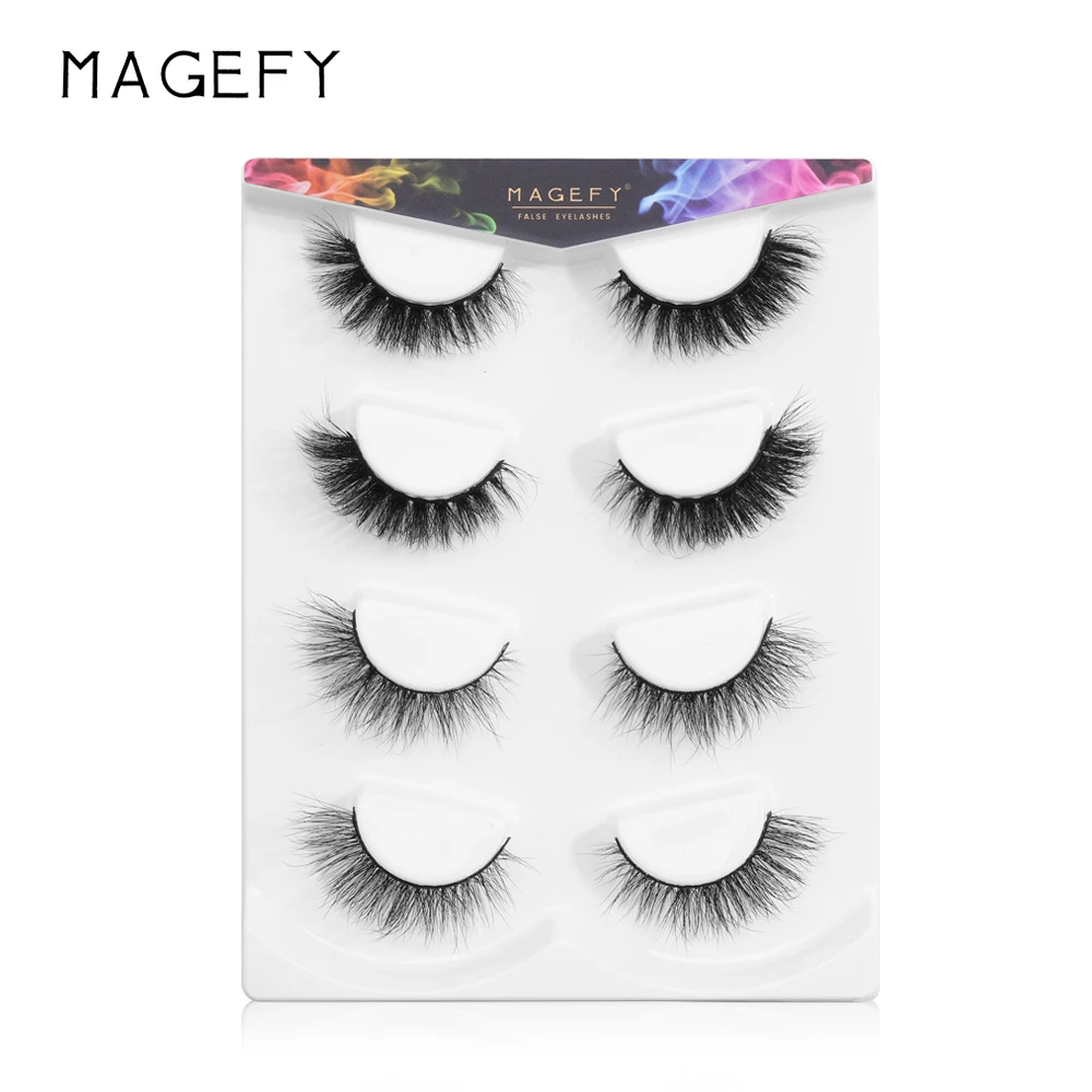 MAGEFY wholesale Factory custom Low oem 3D Curl Full Strip Eyelashes vendor Synthetic Fiber Black natural Faux mink eyelash