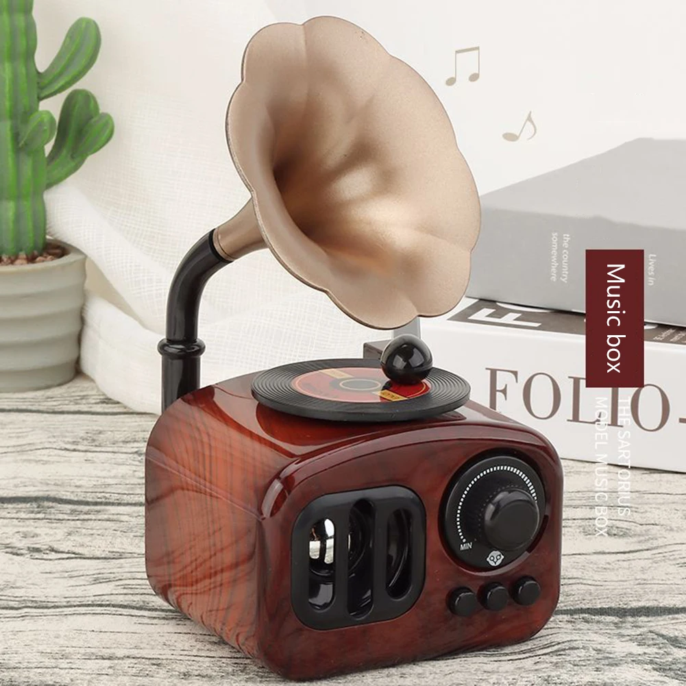 Classical Music Boxes Christmas Gift Home Decoration Ornament Vintage Decor Retro Phonograph Music Box