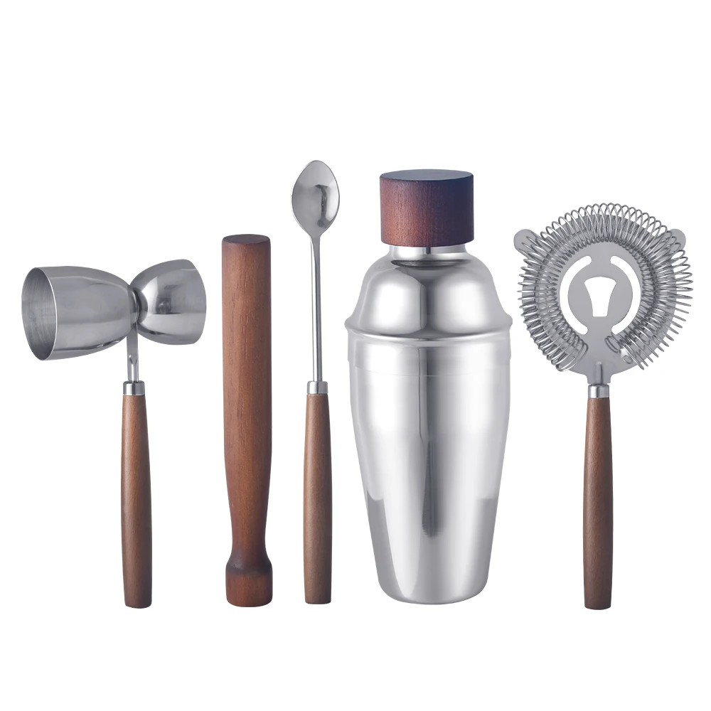 OUYADA Factory Direct New Products 5PCS Bartender Kit Bar Tools Set 550ML Mixing Wine Stainless Steel Cocktail Shaker