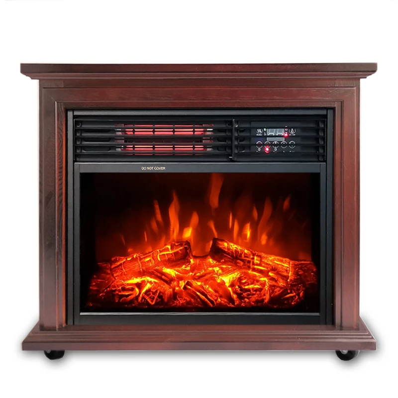 Freestanding Portable 3d flame wooden Infrared Freestanding ELECTRIC HEATER fireplace