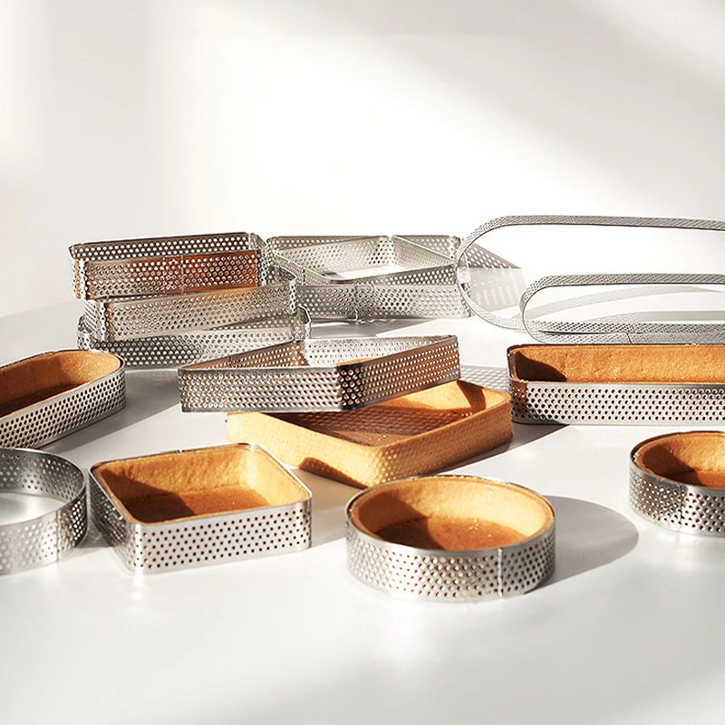 304 Stainless Steel Multi Size Oval Mousse Rings Perforated Tart Mousse-Tortenring Pastry Baking Tools And Equipment