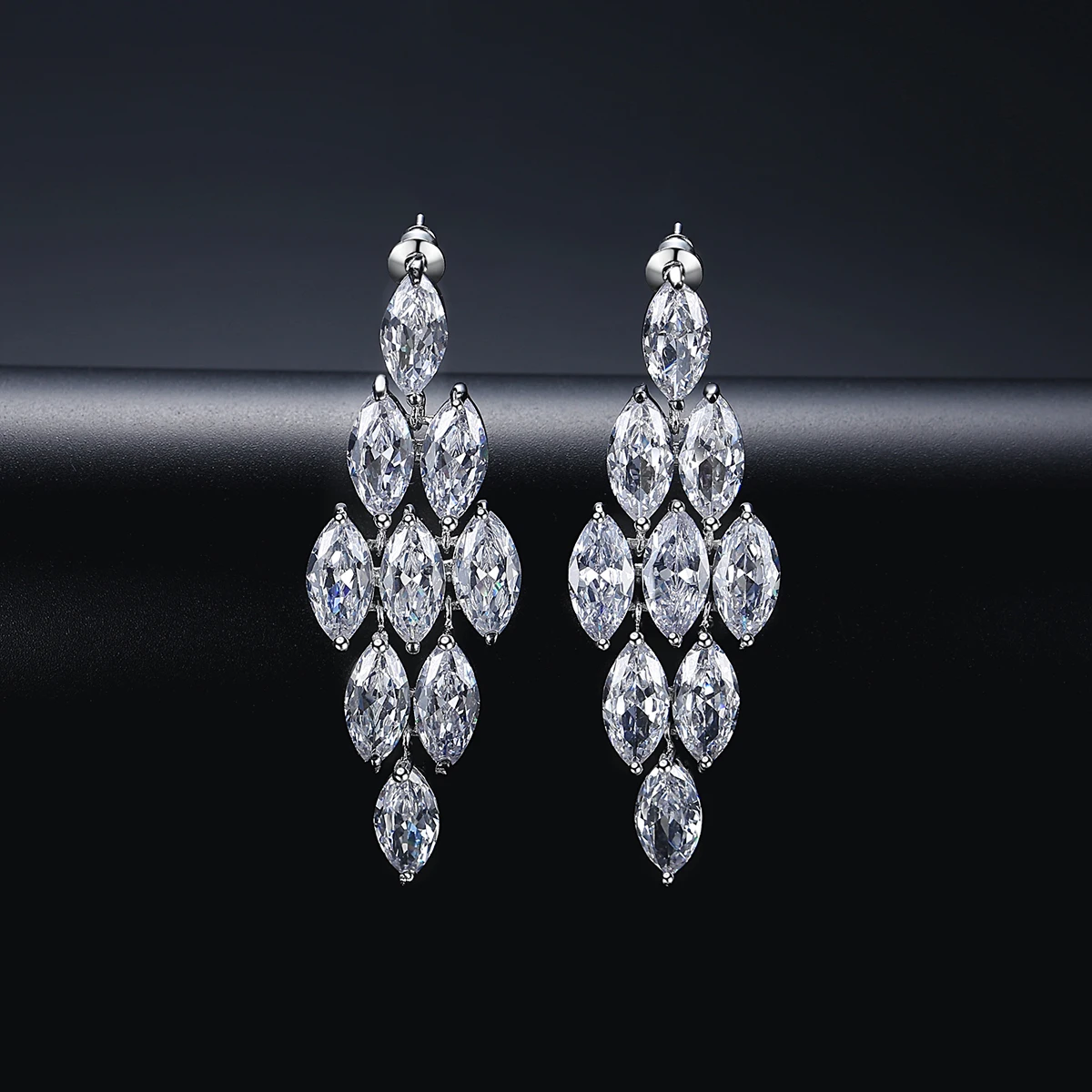 LUOTEEMI Brand Big Size Lady Clear CZ Diamond Luxury Latest Fashion Earrings Big Wedding Jewelry