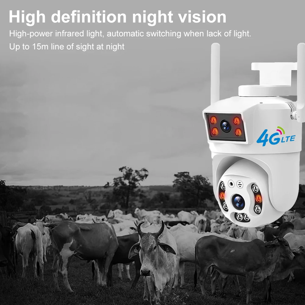 2023 V380 4mp Outdoor 4G Dual Lens Network Ptz Camera cctv 4mp Auto Tracking Waterproof Security 4G Dual Lens Network Camera 4G