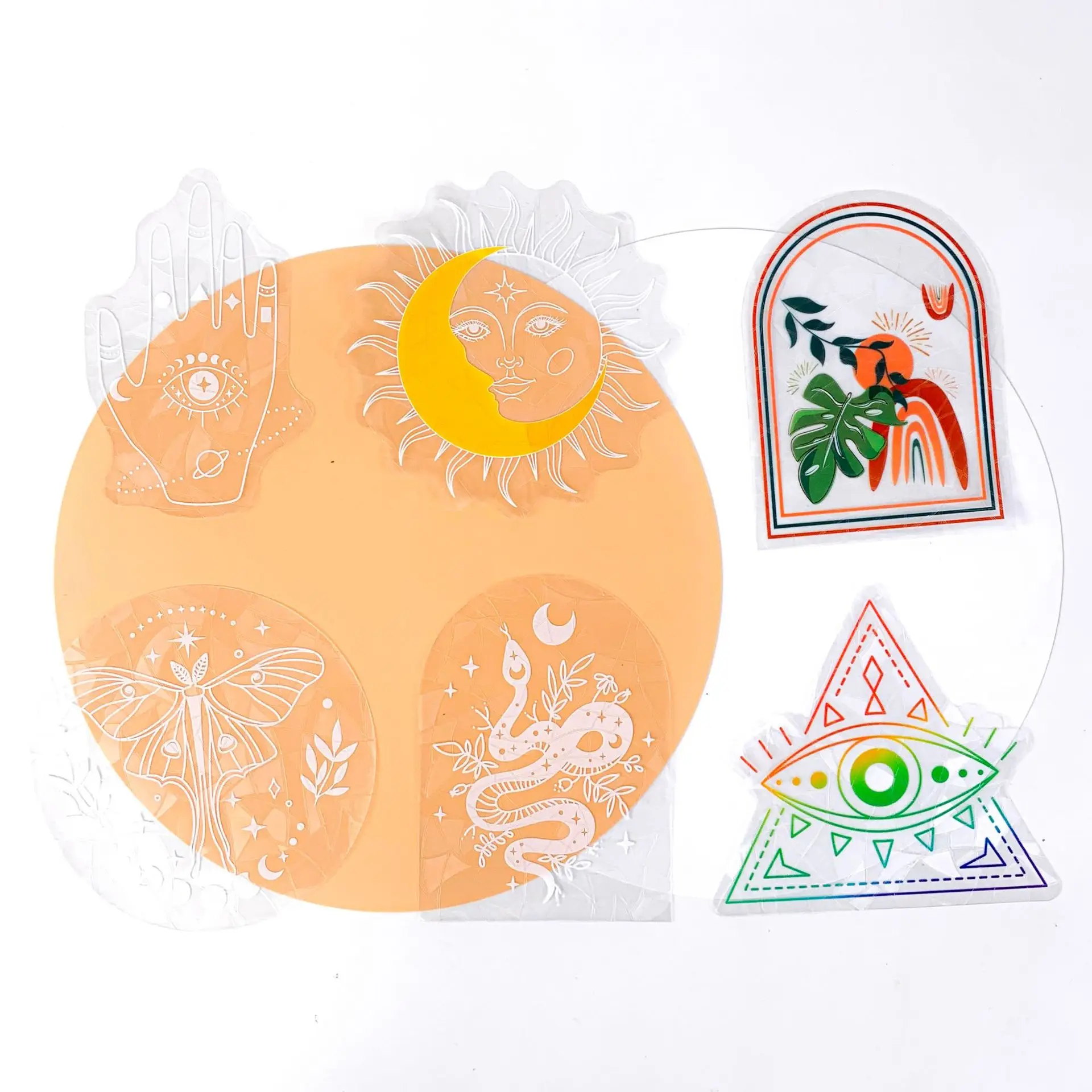 Hot Sale Windows Glass Clings Stickers Removable Rainbow Prism Non-adhesive PVC Suncatcher Window Sticker