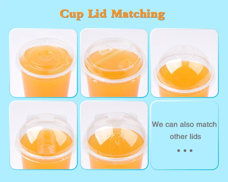 Custom Disposable Plastic Cups With Lid Printing Logo Juice Milk Tea Cup Clear Plastic Bubble Tea Cup For Coffee