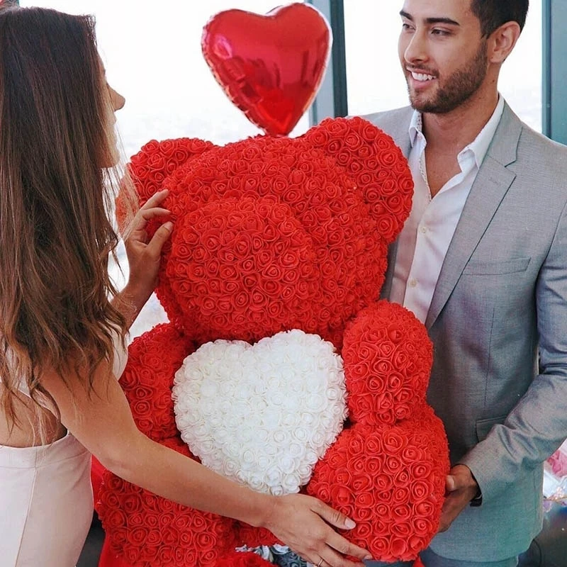 Rose bear 25cm 60cm 40cm 70cm ositos osos de rosas romantic rose PE teddy bear for Valentine gifts