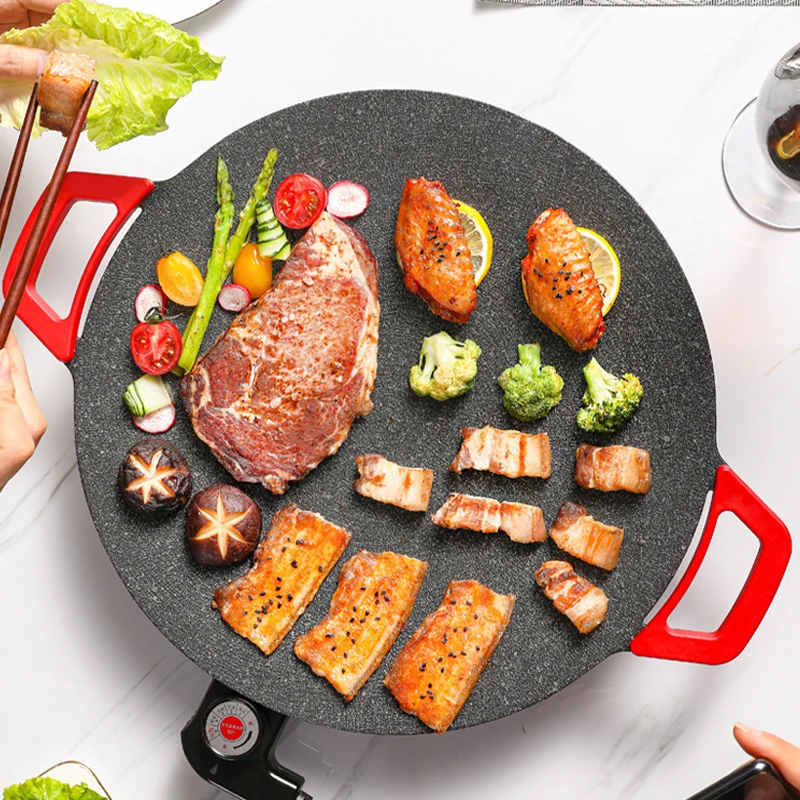 Korean Household Electric Ovens Smokeless Nonstick Barbecue Machine Electric Hotplate Grilled Meat Pan Aluminum Electric Forno