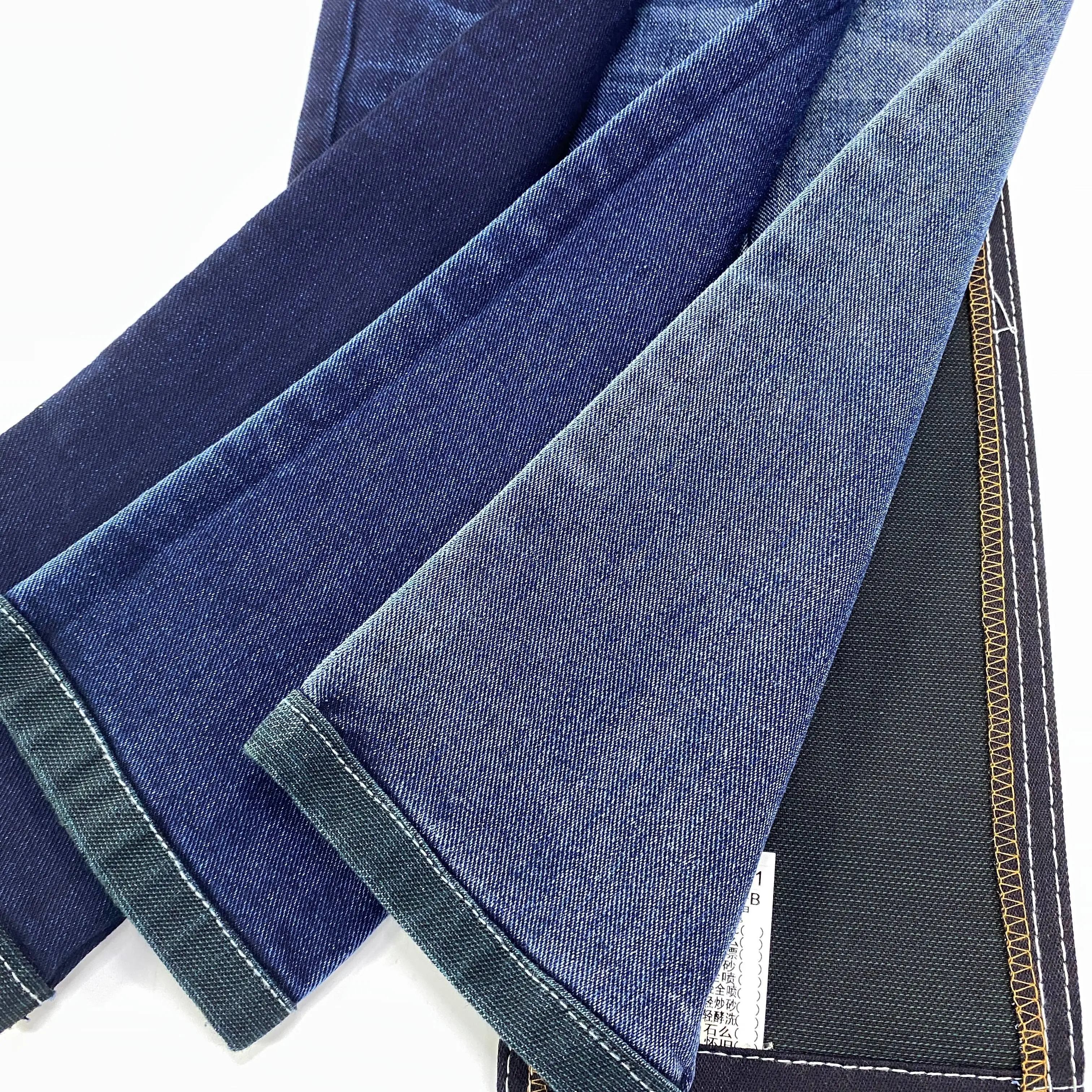 High Quality Hemp Cotton Denim Fabric Stretch Woven Jacquard Twill Dobby Coated Jeans Cloth for Dresses Sample Order Welcome