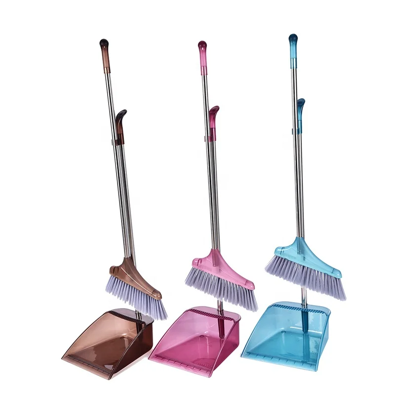 Long Handle Iron Stick Household Clean Broom With Plastic Dustpan Set