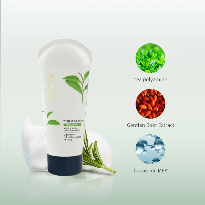 Deep Cleaning Green Tea Face Cleanser Refreshing Anti Acne Moisturizing Foam Plant Amino Acid Facial Cleanser