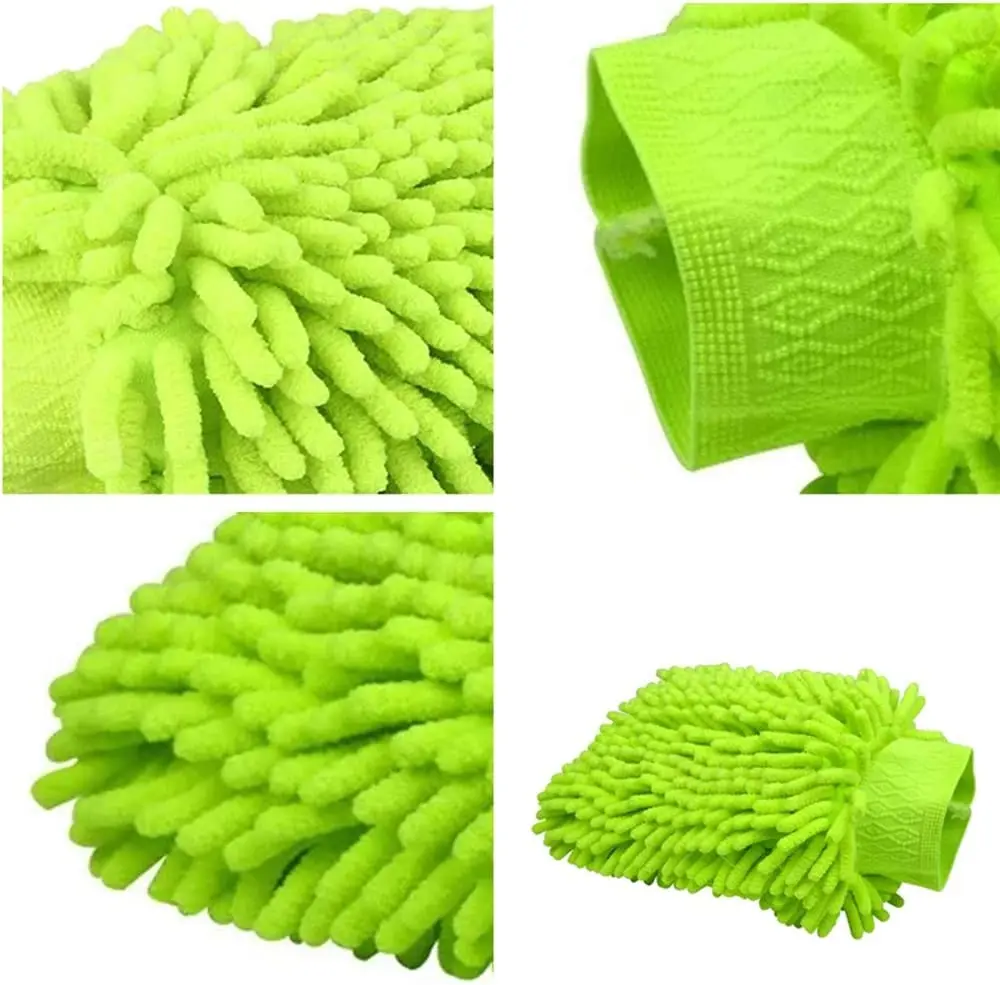 Eco friendly microfiber chenille wash mitts for car washing double sided microfiber cleaning mitt