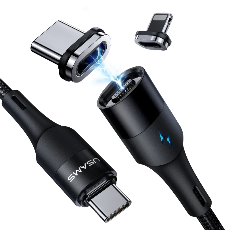  USAMS SJ495 Тип C 20 Вт + 60 TPE Плетеный Магнитный USB кабель для передачи данных 1 2 м Быстрый PD зарядный