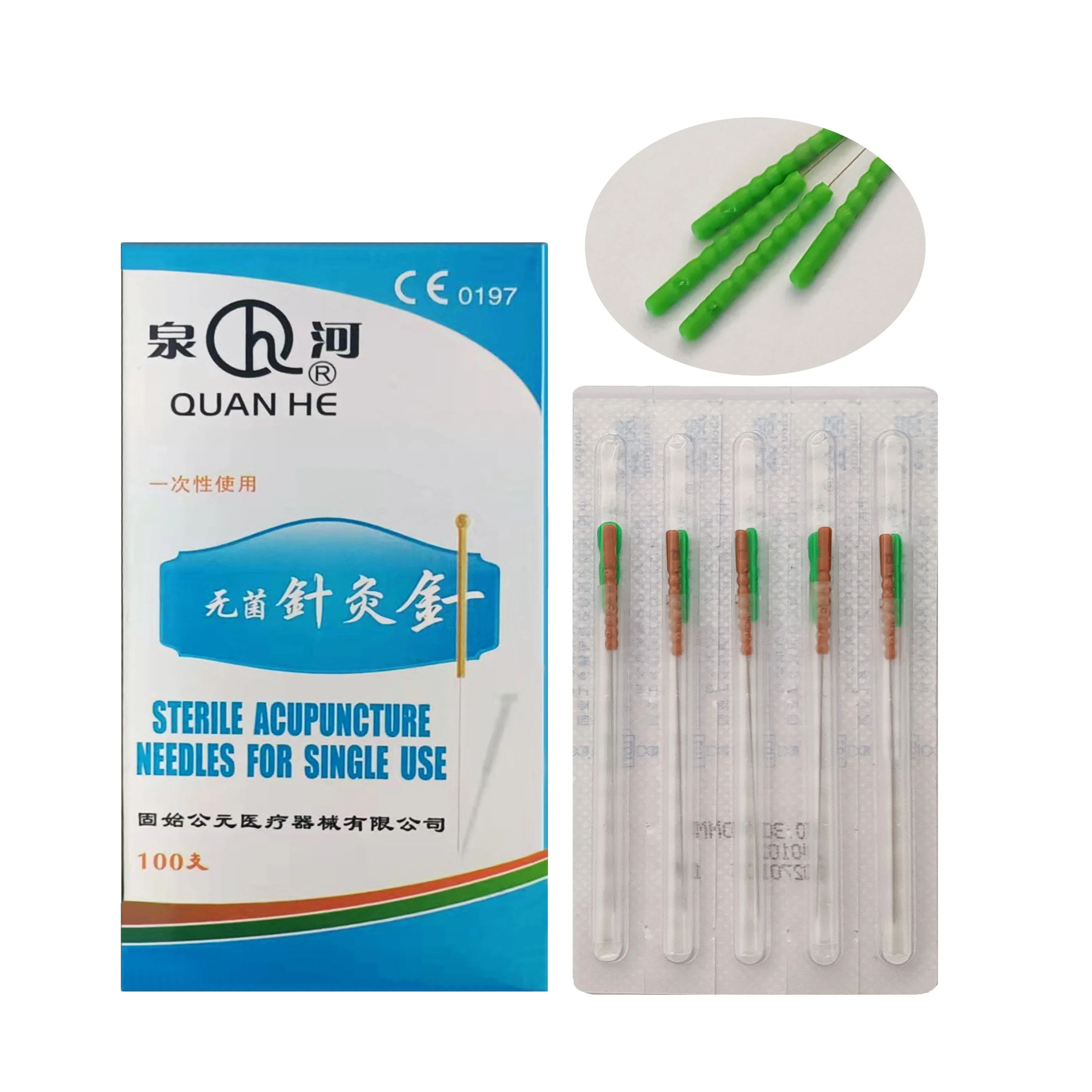 Plastic Handle 100 pcs Acupuncture Needles with Tube Dry Needling for Single Use