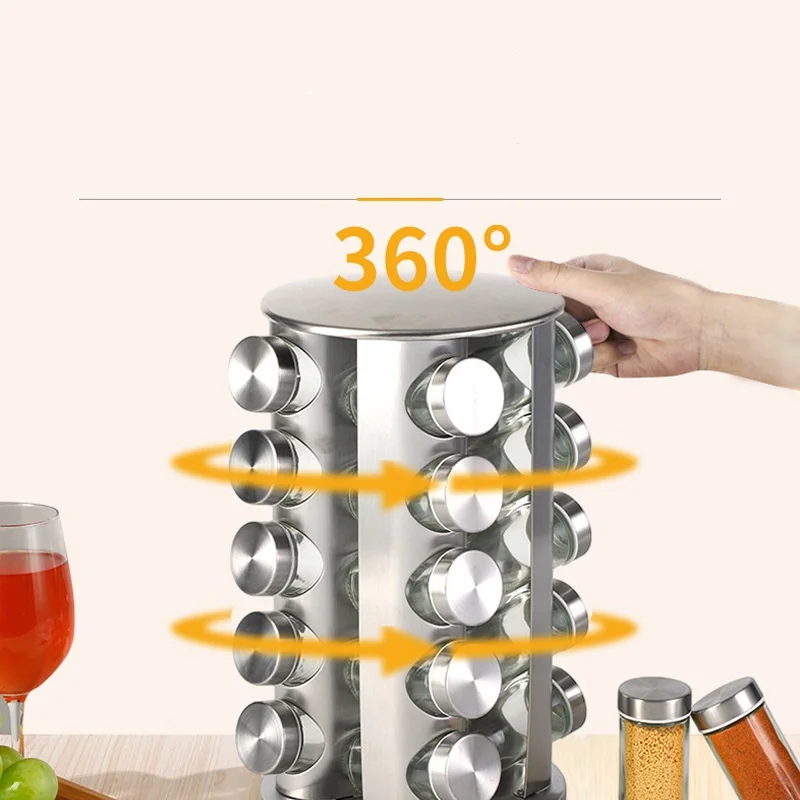 Stainless iron seasoning can storage rack kitchen supplies rotating seasoning rack
