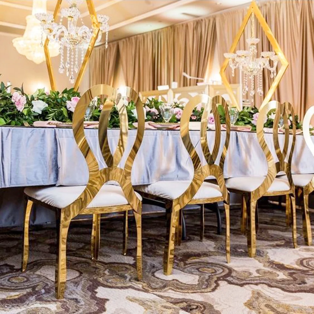 Luxury stainless steel Butterfly back design party gold banquet chair