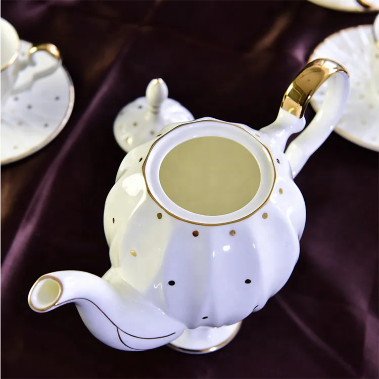 Fine Home Dining Room Vintage Porcelain Tea Set Including 1 Ceramic Teapot  12  Tea Cups and Saucers