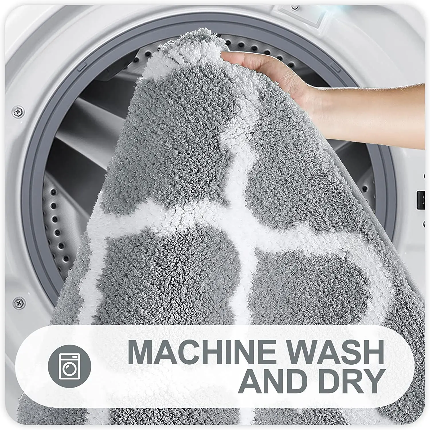 Non Slip Absorbent Bathroom Rugs Set 2 Piece Microfiber Bath Shower Mat and U-Shaped Toilet Rug With TPR rubber backing