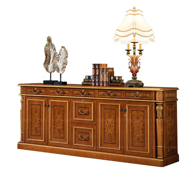 0829T classic luxury furniture carving boss office Storage archive Low Tea cabinet