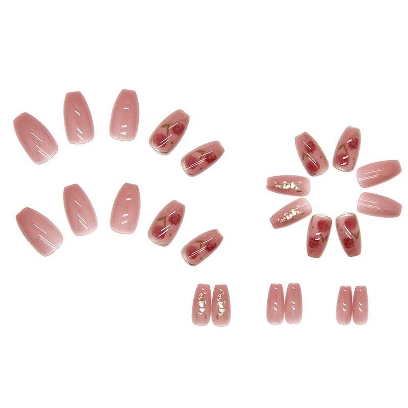 Custom Wholesale 24 Pcs per Box shining diamond Waterproof Finished Fake Nails Short Press On Nails
