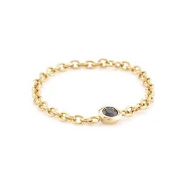 simple design 925 sterling silver 14K gold plated tiny stone chain link ring