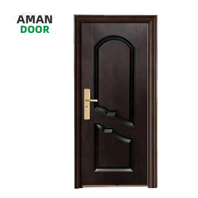 European standard double panels swing style white spray interior bedroom steel door