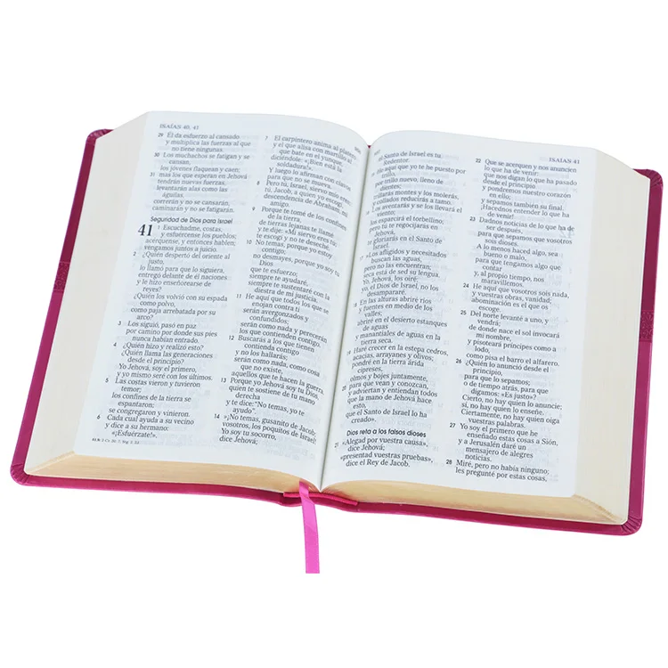 Santa biblia Reina Valera 1960 bible printing service customized PU leather spanish bible with gold edges