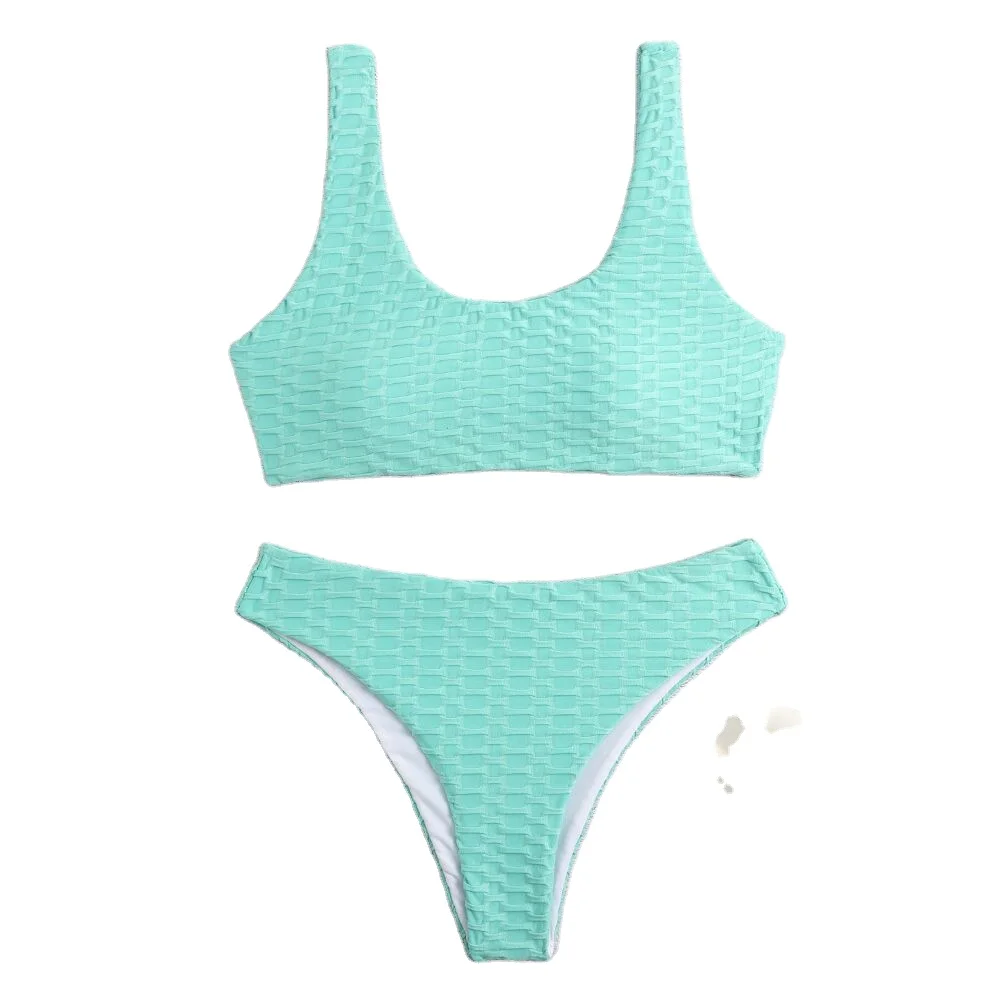 
2021 Pink Neon Floral Top Triangle Bikini Set Women Fashion Swimwear Summer Bathing Suit 