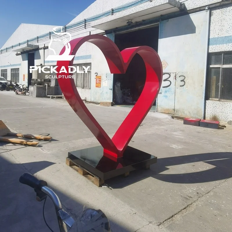 outdoor large stainless steel sculpture  Famous loving heart sculpture red stainless steel love sculpture