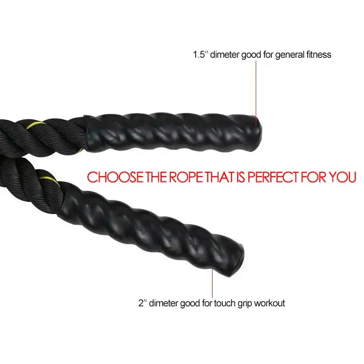 High Quality Black Nylon Fitness Battle Rope Training Battling Ropes