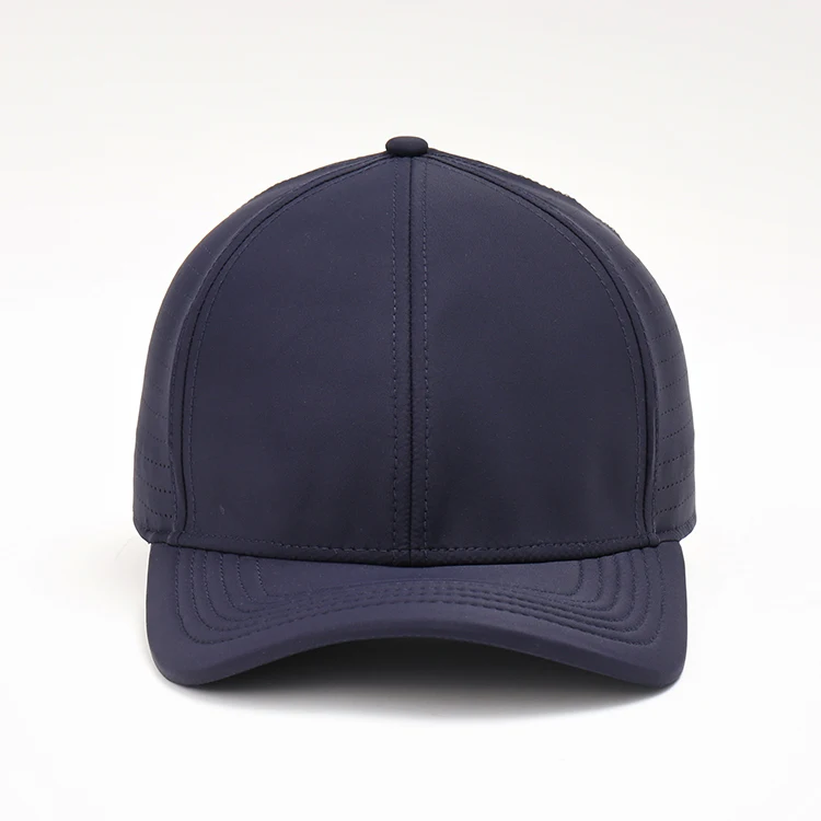 Custom Polyester Laser Holes Breathable Waterproof  Navy Blue Basic Adjustable Unisex Sport Hat Cooling Performance Golf Cap