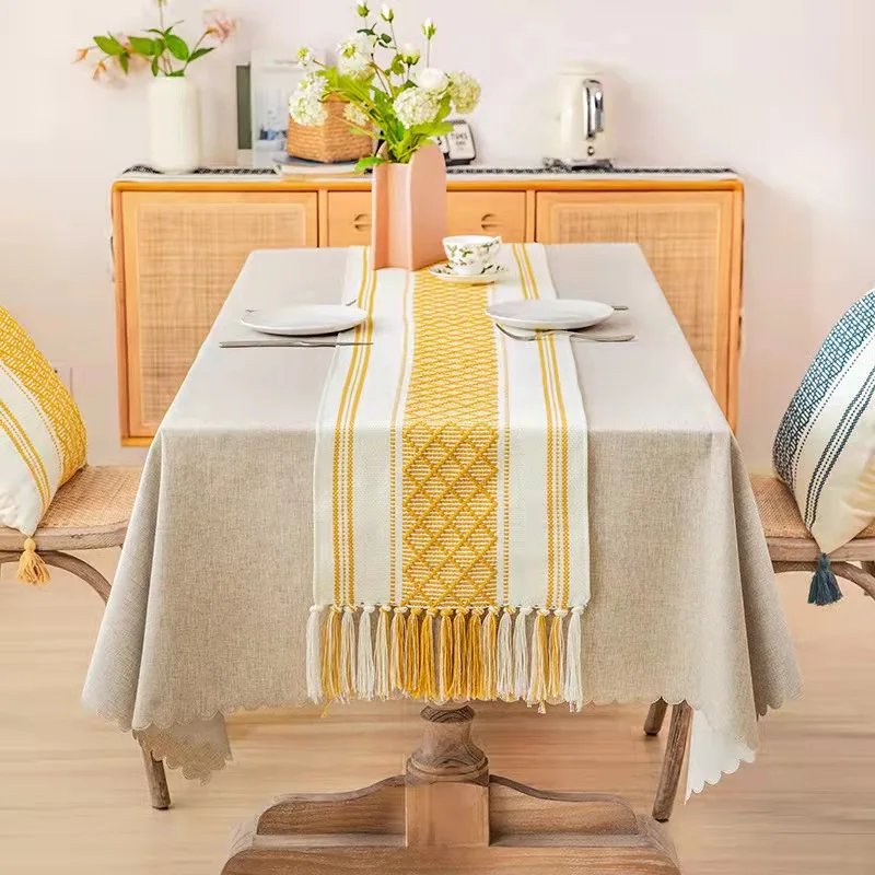 Lufu Woven table runner tablecloth embroidery table runners Christmas Table Runner  with cotton thread
