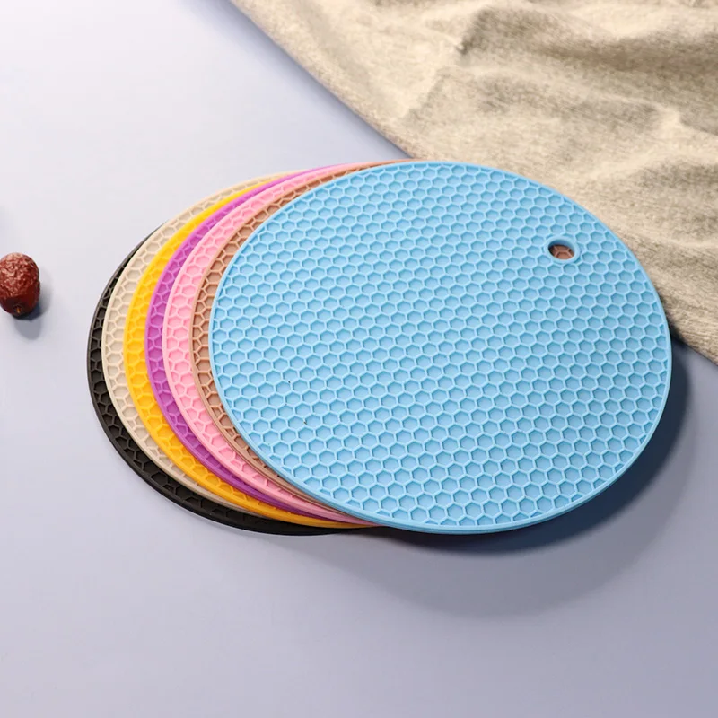 High Quality Heat Resistant Round Pot Holder Honeycomb Silicone Mat Silicone Hot Plate Mat